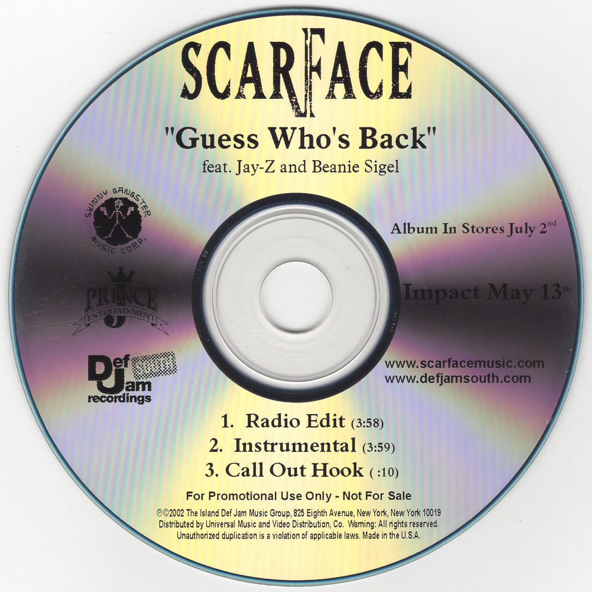 Scarface, Jay-Z & Beanie Sigel - Guess Who's Back [CD Single