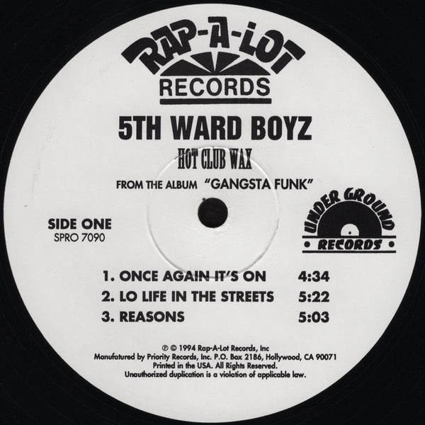 5th Ward Boyz - Gangsta Funk: Hot Club Wax [12" Sampler]