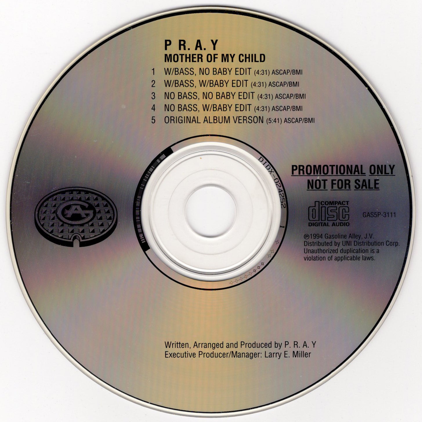 P.R.A.Y. - Mother Of My Child [CD Single]