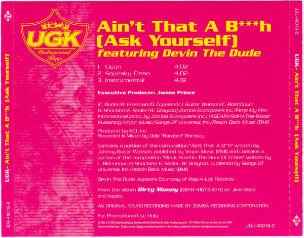 UGK & Devin The Dude - Ain't That A B**h (Ask Yourself) [CD Single]