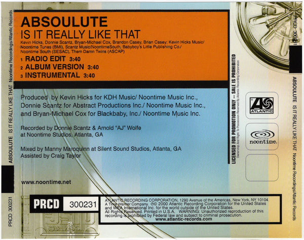 Absoulute - Is It Really Like That [CD Single]