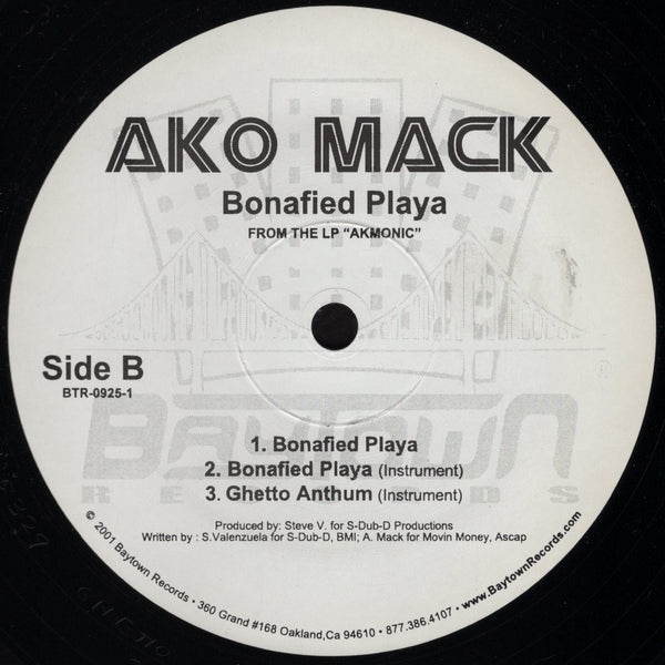 Ako Mack - Ghetto Anthum / Bonafied Playa [12" Single]