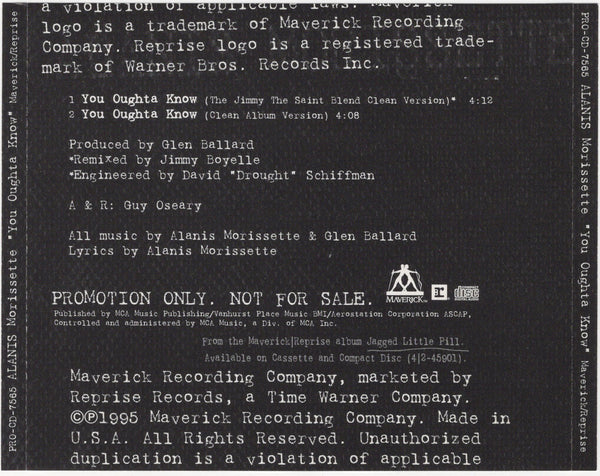 Alanis Morissette - You Oughta Know [CD Single]