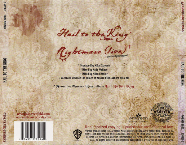 Avenged Sevenfold - Hail To The King [CD Single]
