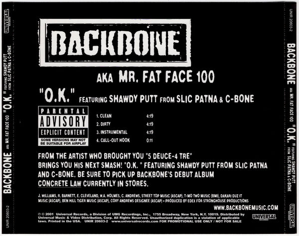 Backbone - O.K. [CD Single]