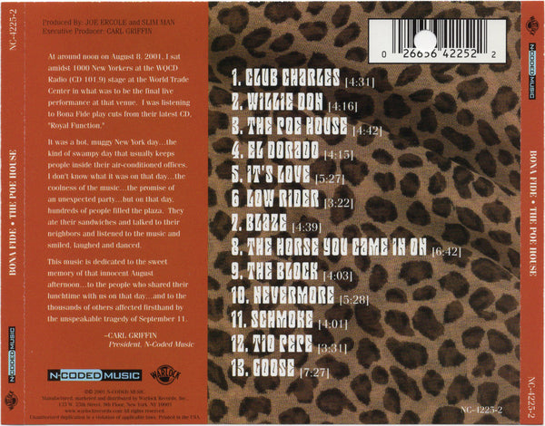Bona Fide - The Poe House [CD Album]