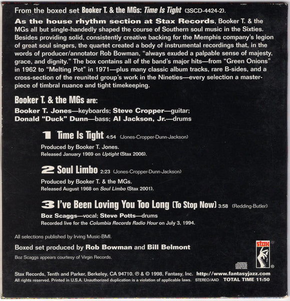 Booker T & The MG's - 3 Song Sampler [CD Promo]