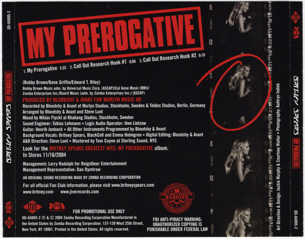 Britney Spears - My Prerogative [CD Single]