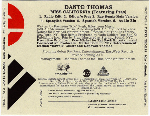 Dante Thomas - Miss California [CD Single]