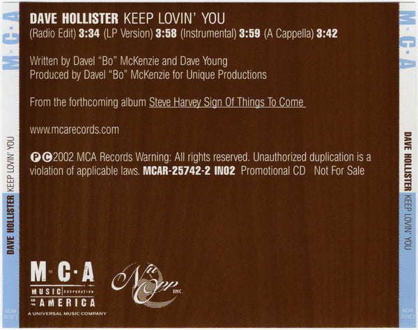 Dave Hollister - Keep Lovin' You [CD Single]