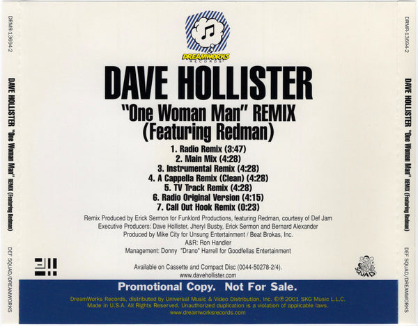 Dave Hollister - One Woman Man Remix [CD Single]