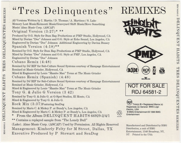 Delinquent Habits - Tres Delinquetes Remixes [CD Single]