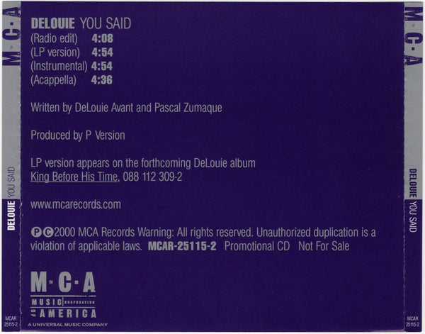 DeLouie - You Said [CD Single]