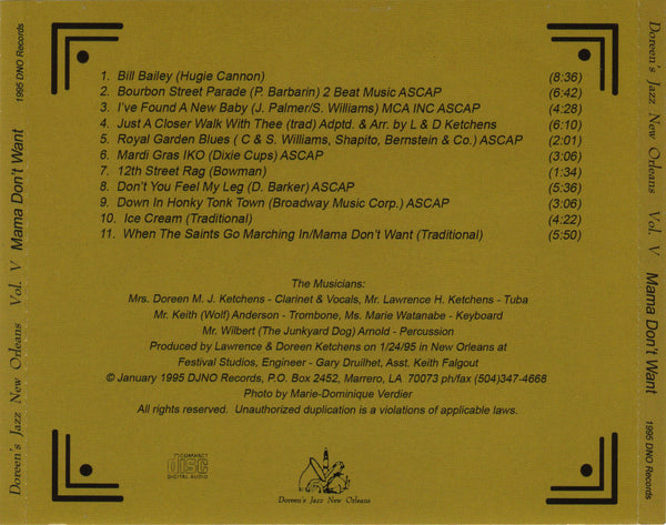 Doreen's Jazz New Orleans ‎– Vol. V. Mama Don't Want [CD Album]