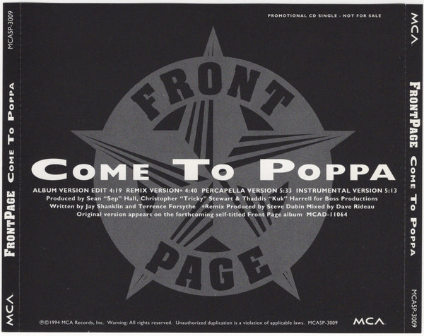 Front Page - Come To Poppa [CD Single]