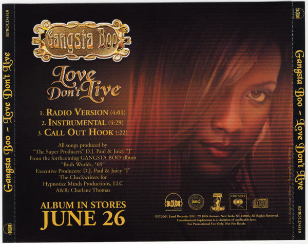 Gangsta Boo - Love Don't Live [CD Single]