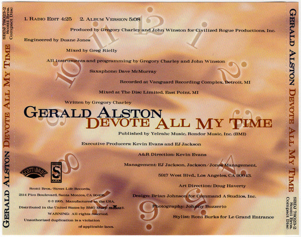 Gerald Alston - Devote All My Time [CD Single]