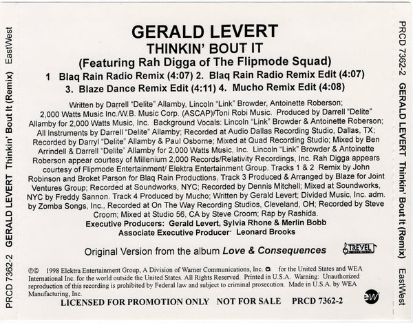 Gerald Levert - Thinkin' Bout It Remix [CD Single]