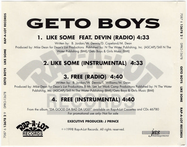 Geto Boys - Like Some / Free [CD Single]