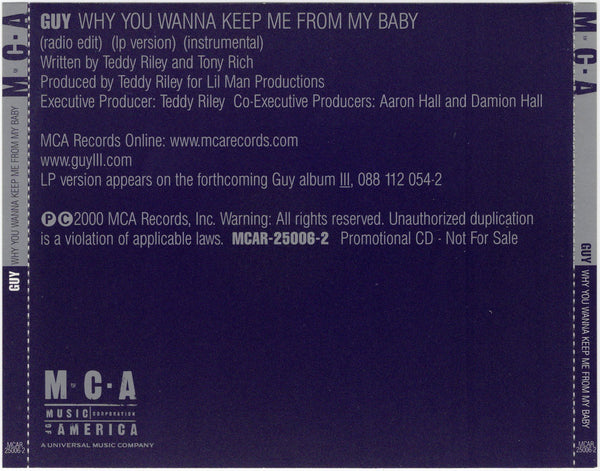 Guy - Why You Wanna Keep Me From My Baby [CD Single]