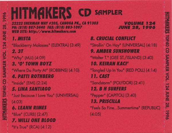 Hitmakers Top 40 CD Sampler Vol. 124, June 28, 1996 [CD Promo]