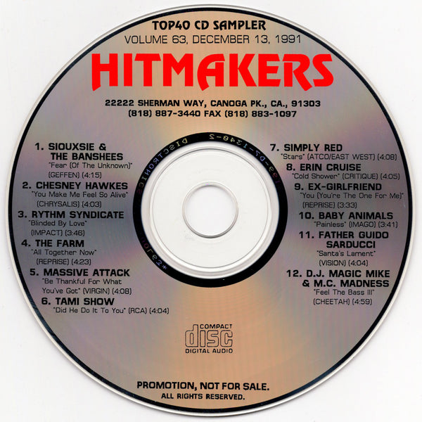 Hitmakers Top 40 CD Sampler Vol. 63, December 13, 1991 [CD Promo]