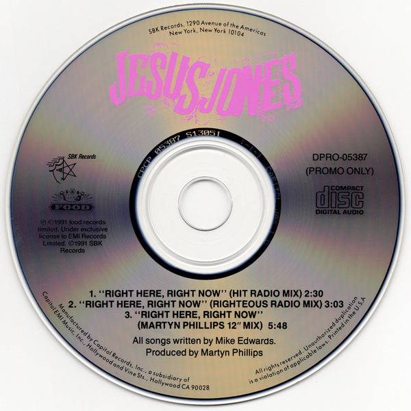 Jesus Jones - Right Here, Right Now [CD Single]