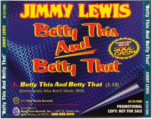 Jimmy Lewis - Betty This And Betty That [CD Single]