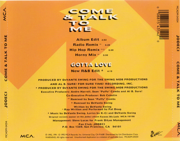 Jodeci - Come And Talk To Me [CD Single]
