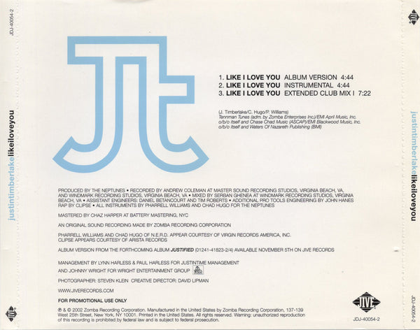 Justin Timberlake - Like I Love You [CD Single]