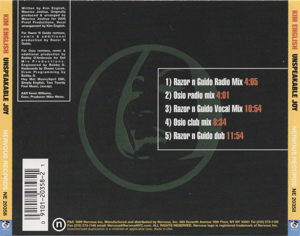 Kim English - Unspeakable Joy [CD Single]