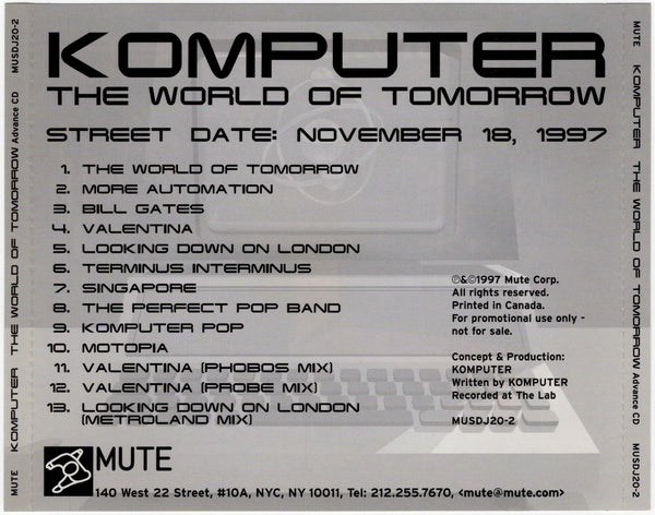 Komputer - The World Of Tomorrow (Advance Album) [CD Promo]