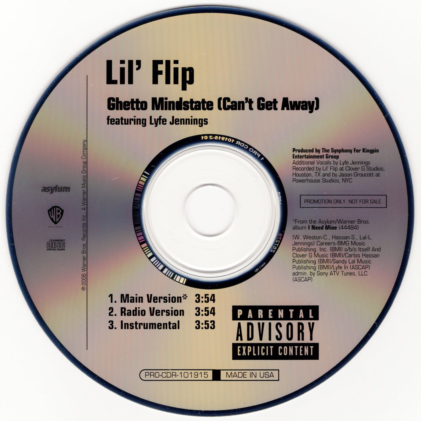 Lil' Flip - Ghetto Mindstate (Can't Get Away) [CD Single]