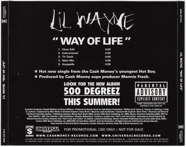 Lil Wayne - Way Of Life [CD Single]