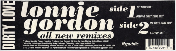 Lonnie Gordon - Dirty Love (All New Remixes) [12" Single]