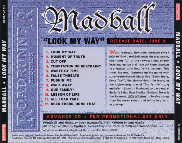 Madball - Look My Way (Advance Album) [CD Promo]