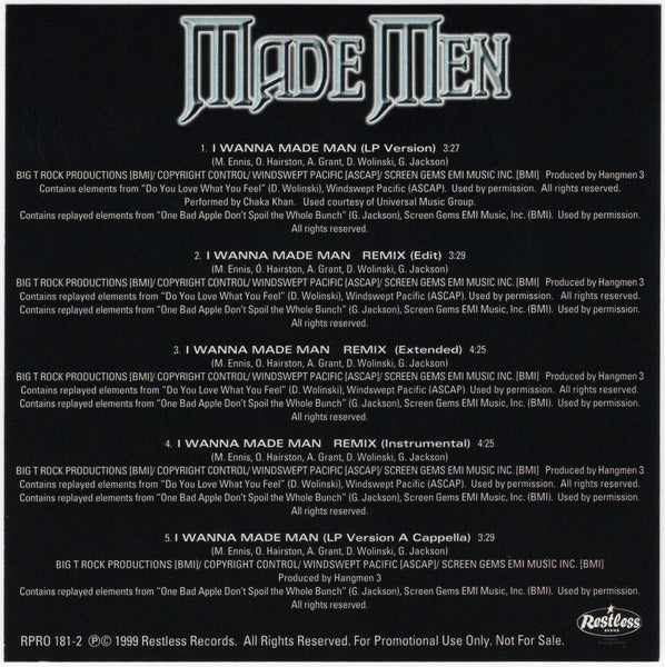 Made Men - I Wanna Made Man [CD Single]