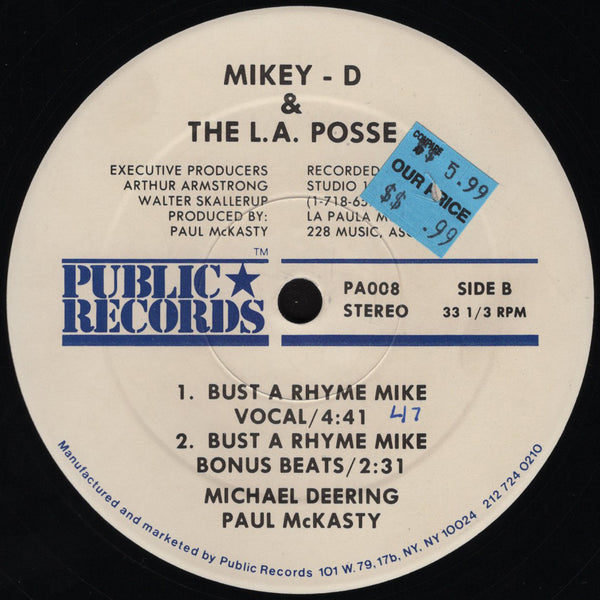 Mikey-D & The L.A. Posse - My Telephone / Bust A Rhyme [12" Single]