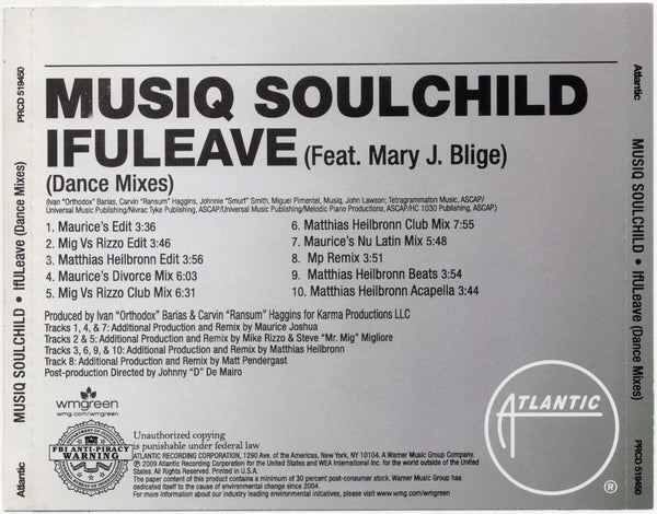 Musiq Soulchild & Mary J. Blige - Ifuleave (Dance Mixes) [CD Single]