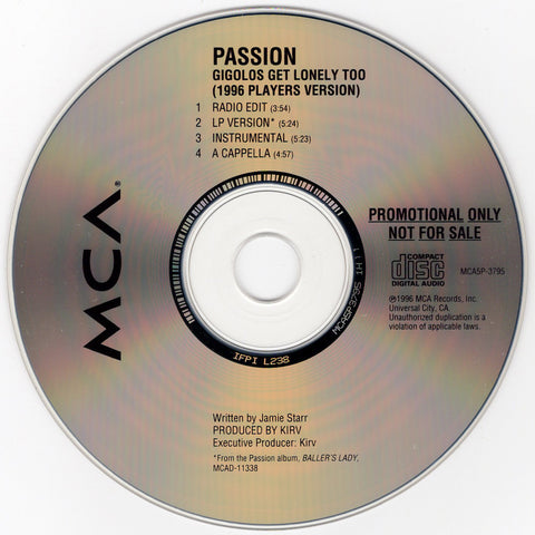 Passion - Gigolos Get Lonely Too (1996 Players Version) [CD Single]