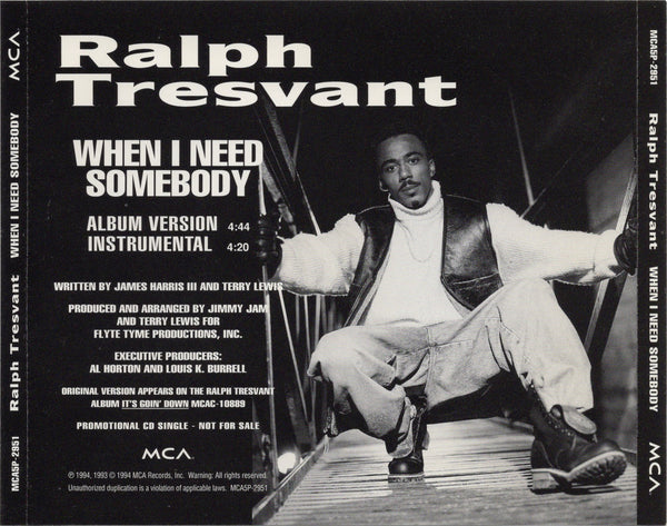 Ralph Tresvant - When I Need Somebody [CD Single]