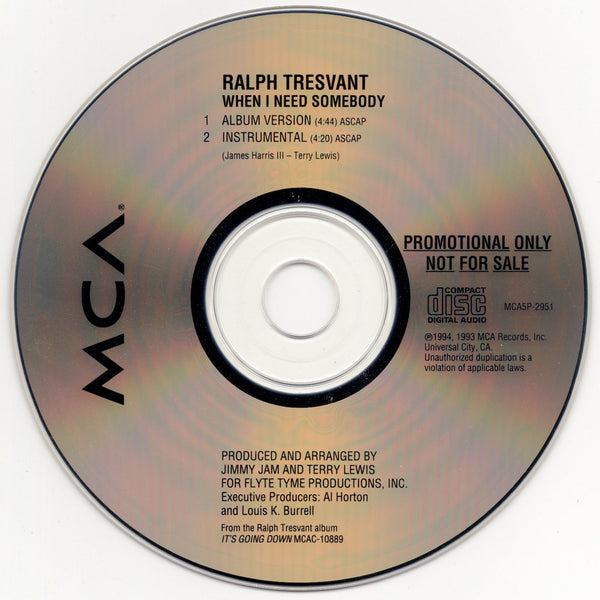 Ralph Tresvant - When I Need Somebody [CD Single]
