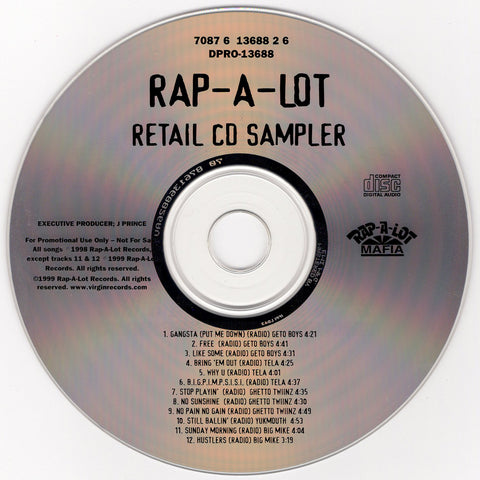 Rap-A-Lot Records - Retail CD Sampler [CD Promo]