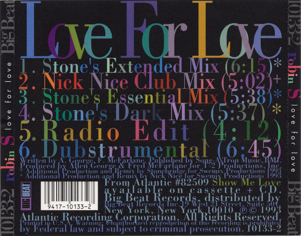 Robin S - Love For Love [CD Single]