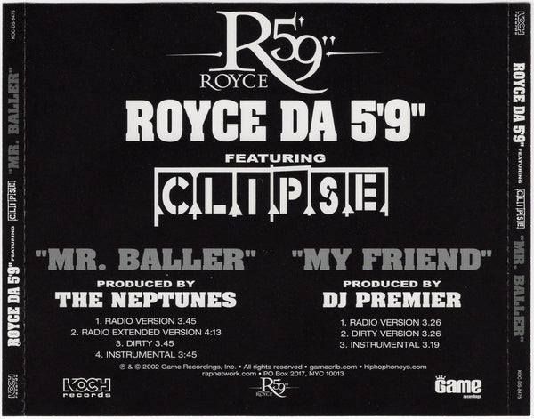 Royce Da 5'9" - Mr. Baller / My Friend [CD Single]