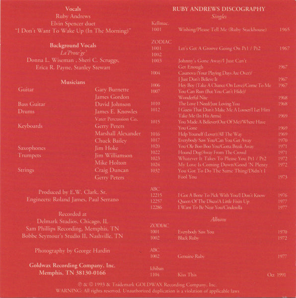 Ruby Andrews - Ruby [CD Album]