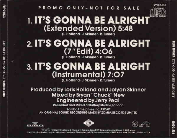 Ruby Turner - It's Gonna Be Alright [CD Single]