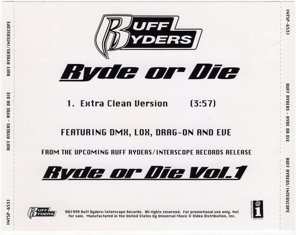 Ruff Ryders - Ryde Or Die [CD Single]