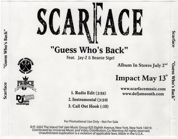 Scarface, Jay-Z & Beanie Sigel - Guess Who's Back [CD Single]