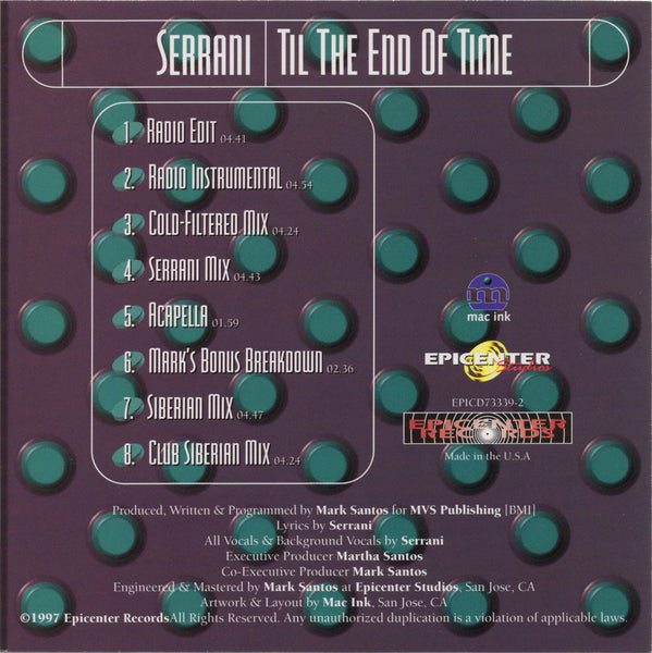 Serrani - Til The End Of Time [CD Single]